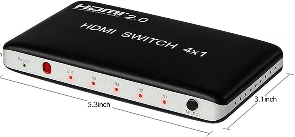4 Port HDMI Switch HDMI2.0 4K@60Hz with IR Wireless Remote Control, Pack of 2 Z755145