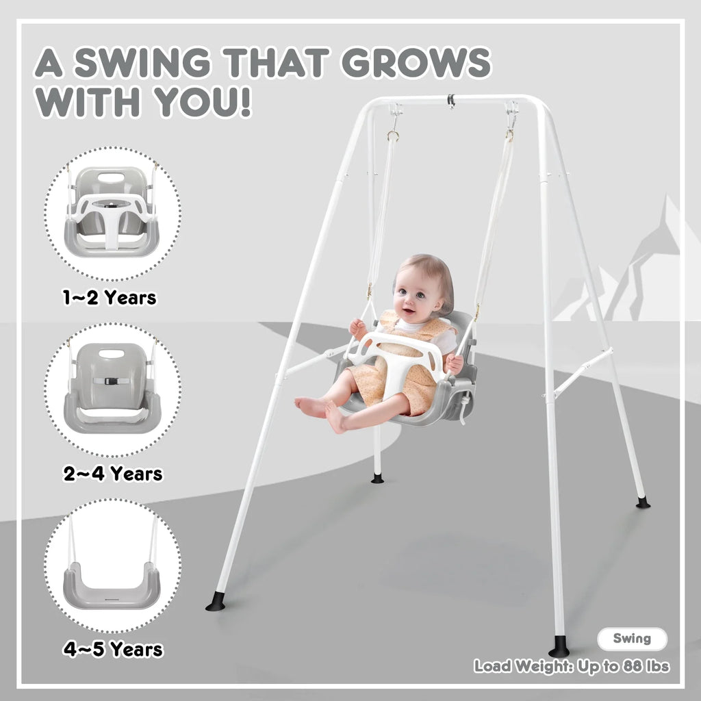 2-in-1 Toddler Swing Set with Stand, Black K98196