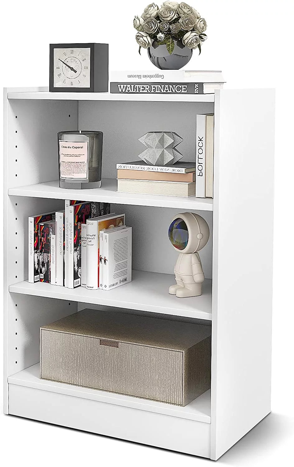 3-Tier Open Bookcase with Adjustable Shelves S82145