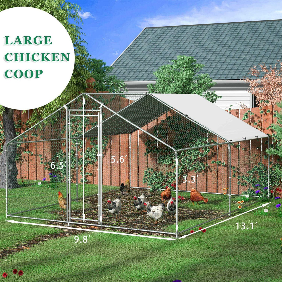 Extra Large Metal Chicken Coop with Waterproof and Anti-Ultraviolet A853590