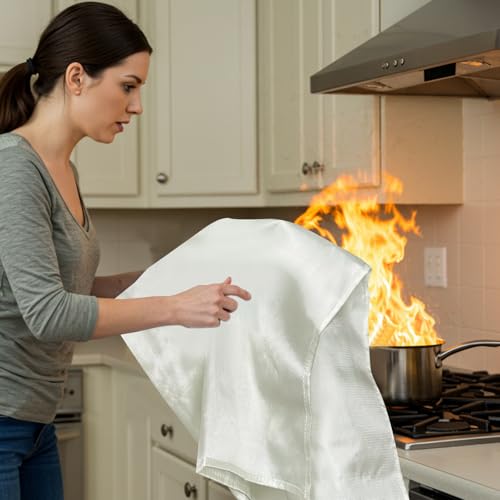 4 Pack 40'' x 40'' Fiberglass Fire Blanket K80483