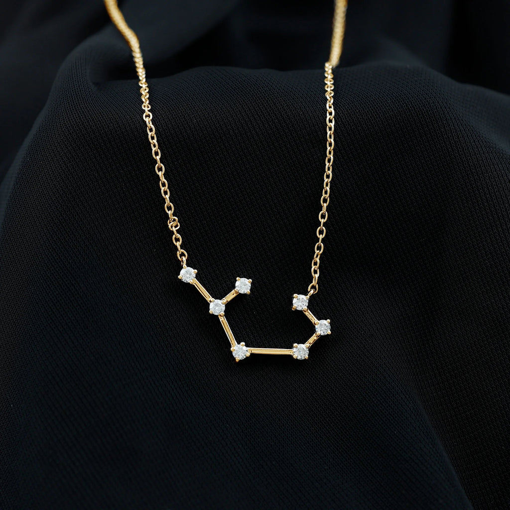 10K Yellow Gold Moissanite Zodiac Sagittarius Constellation Necklace L696
