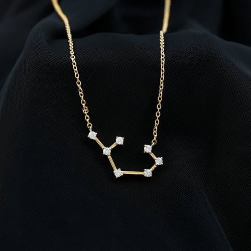 10K Yellow Gold Moissanite Zodiac Sagittarius Constellation Necklace L696