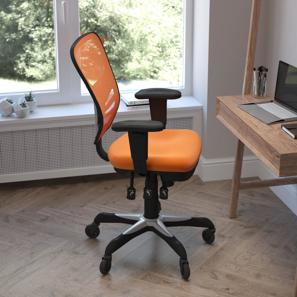 Orange Mesh Ergonomic Office Chair with Adjustable Arms B26242