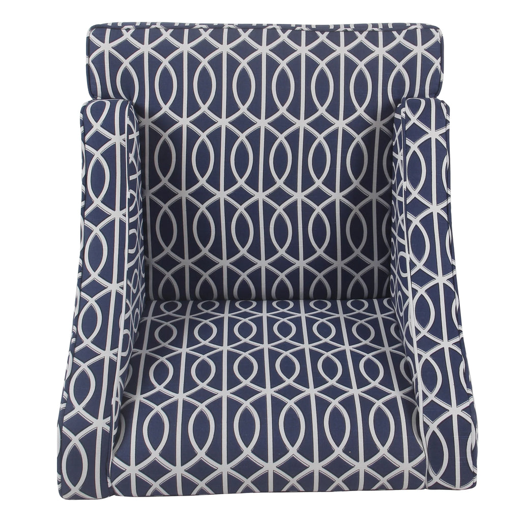 Cream and Blue Geometric Accent Armchair V6822