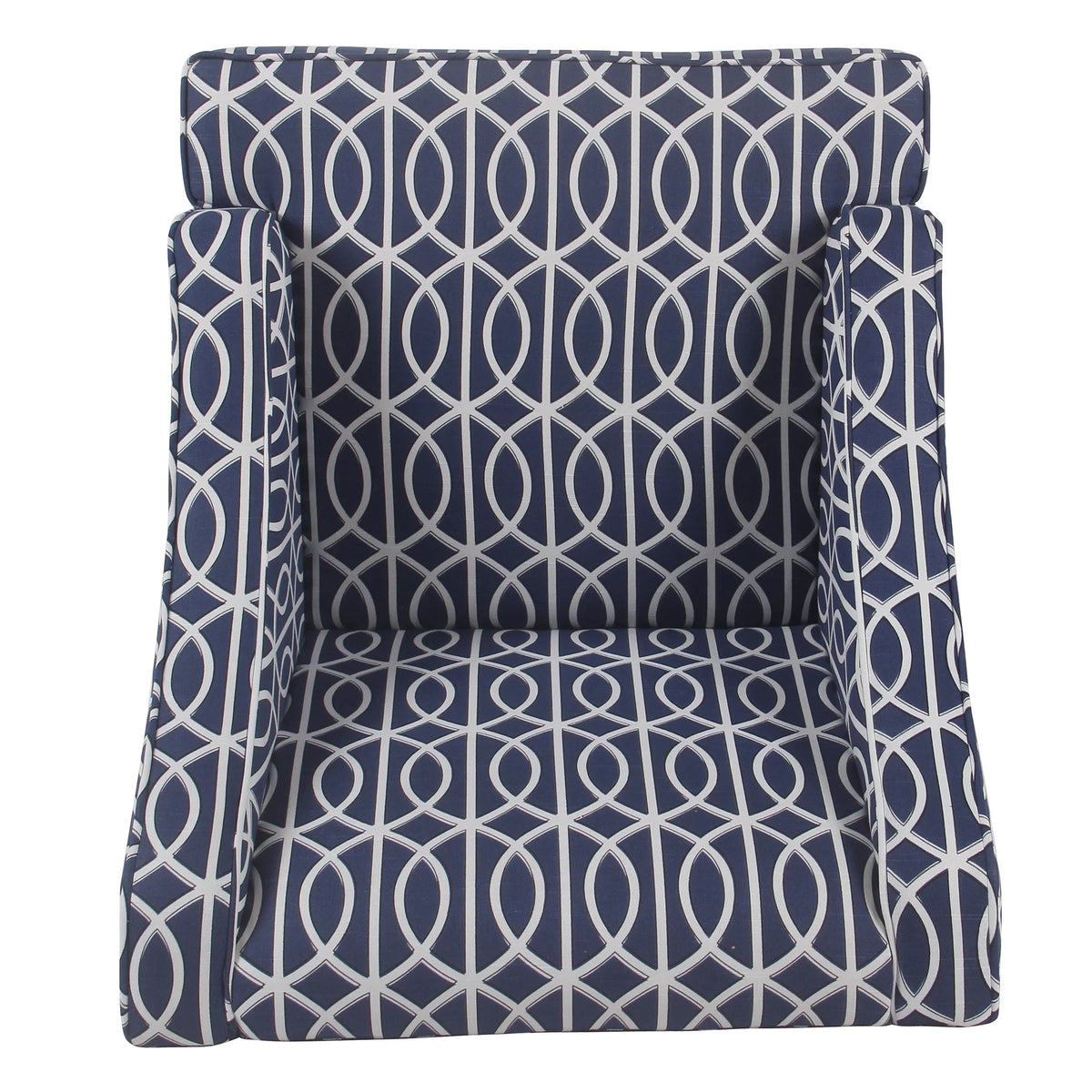 Cream and Blue Geometric Accent Armchair V6822