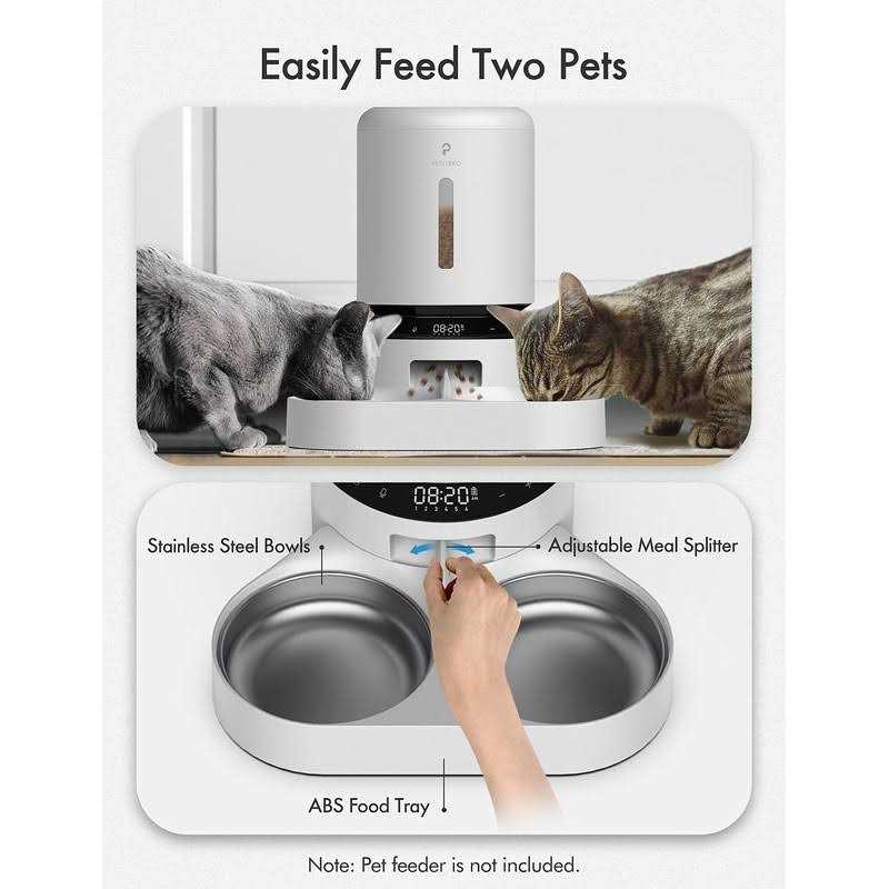Automatic Pet Food Splitter with Stainless Steel Bowls R176