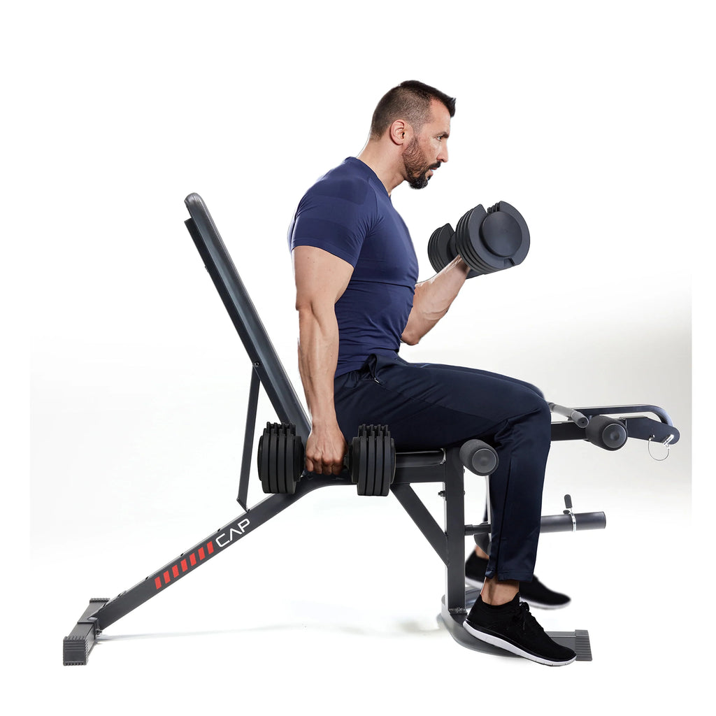 Adjustable Utility Weight Bench with Preacher Curl and Leg Press Attachment T78505