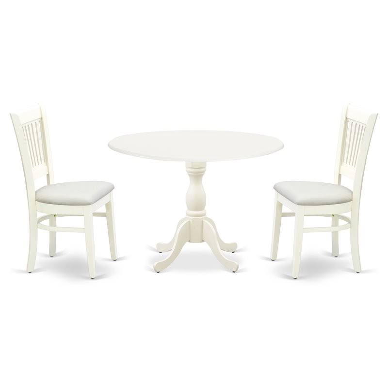 3-Piece Dining Set with Fabric Seat in Linen White M512