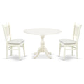 3-Piece Dining Set with Fabric Seat in Linen White M512
