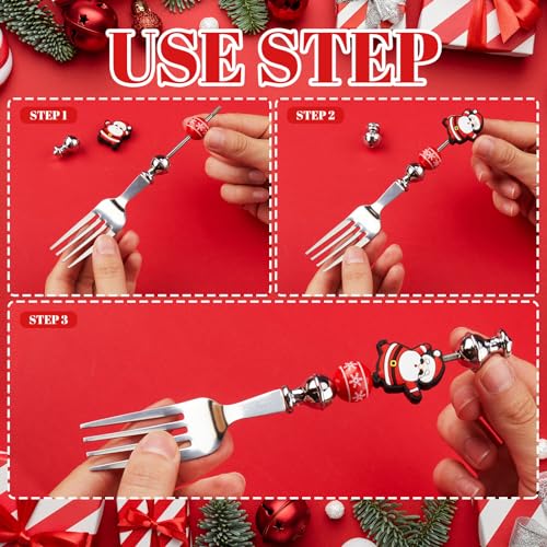 12 Sets Beadable Spoon Fork Set Christmas Kitchen Utensils D223