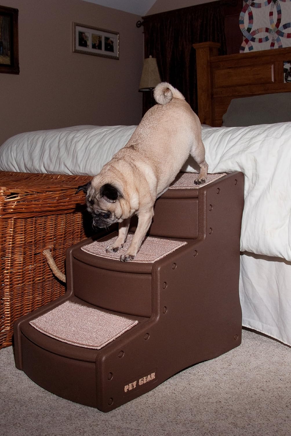 Pet Stairs, 3 Step, Removable Washable Carpet Treads, Pack of 2 B517348
