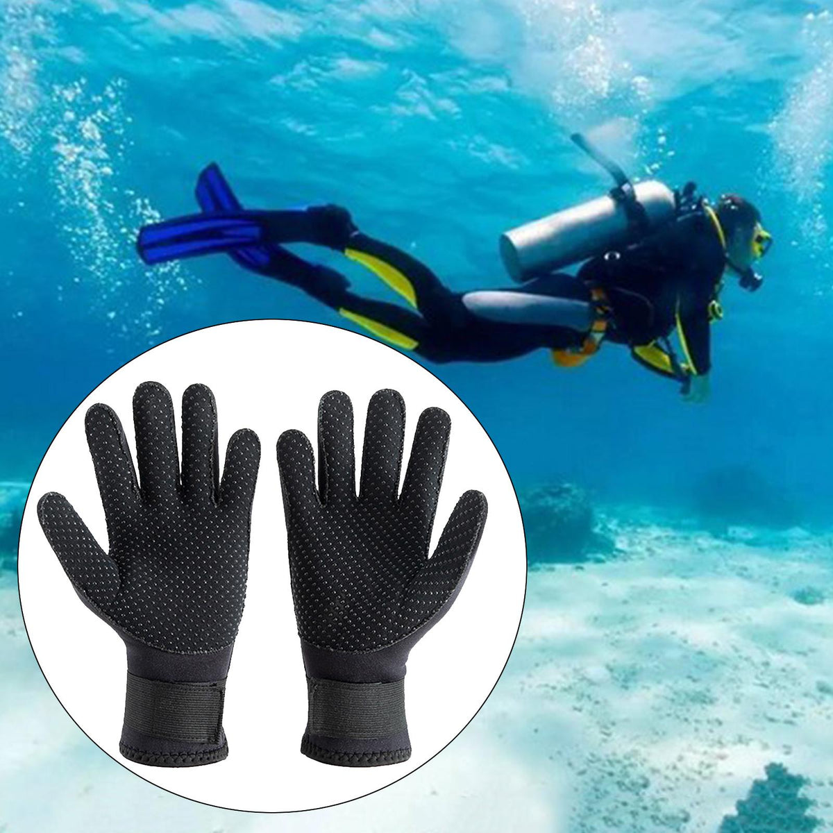 3mm Neoprene Five Finger Wetsuit Gloves A355897