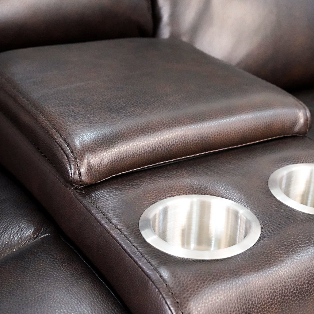Top Grain Leather Power Reclining Loveseat with Console V503