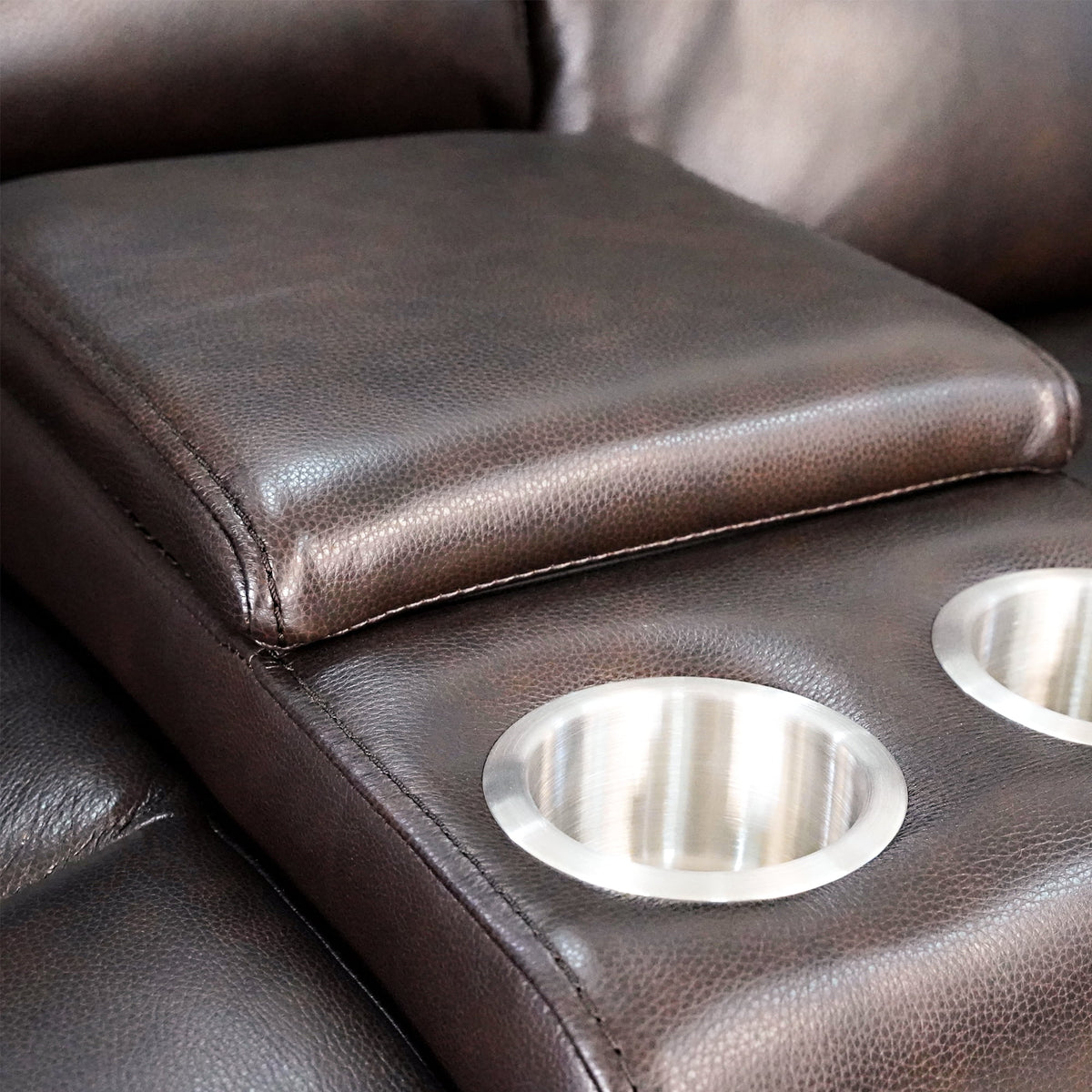 Top Grain Leather Power Reclining Loveseat with Console V503