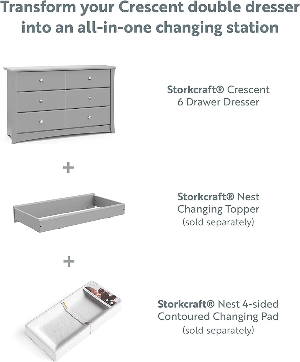 White 6 Drawer Double Dresser F482