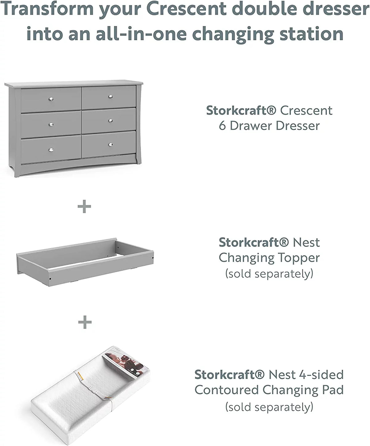 White 6 Drawer Double Dresser F482