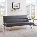 Faux Leather Convertible Futon Sofa Bed with Chrome Legs Q9845