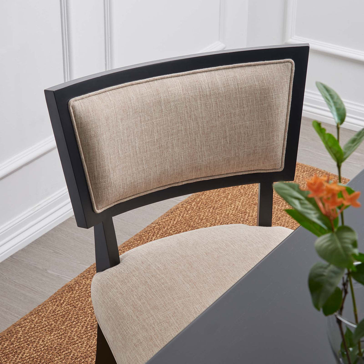 Beige Upholstered Fabric Dining Chairs Set of 2 U400966
