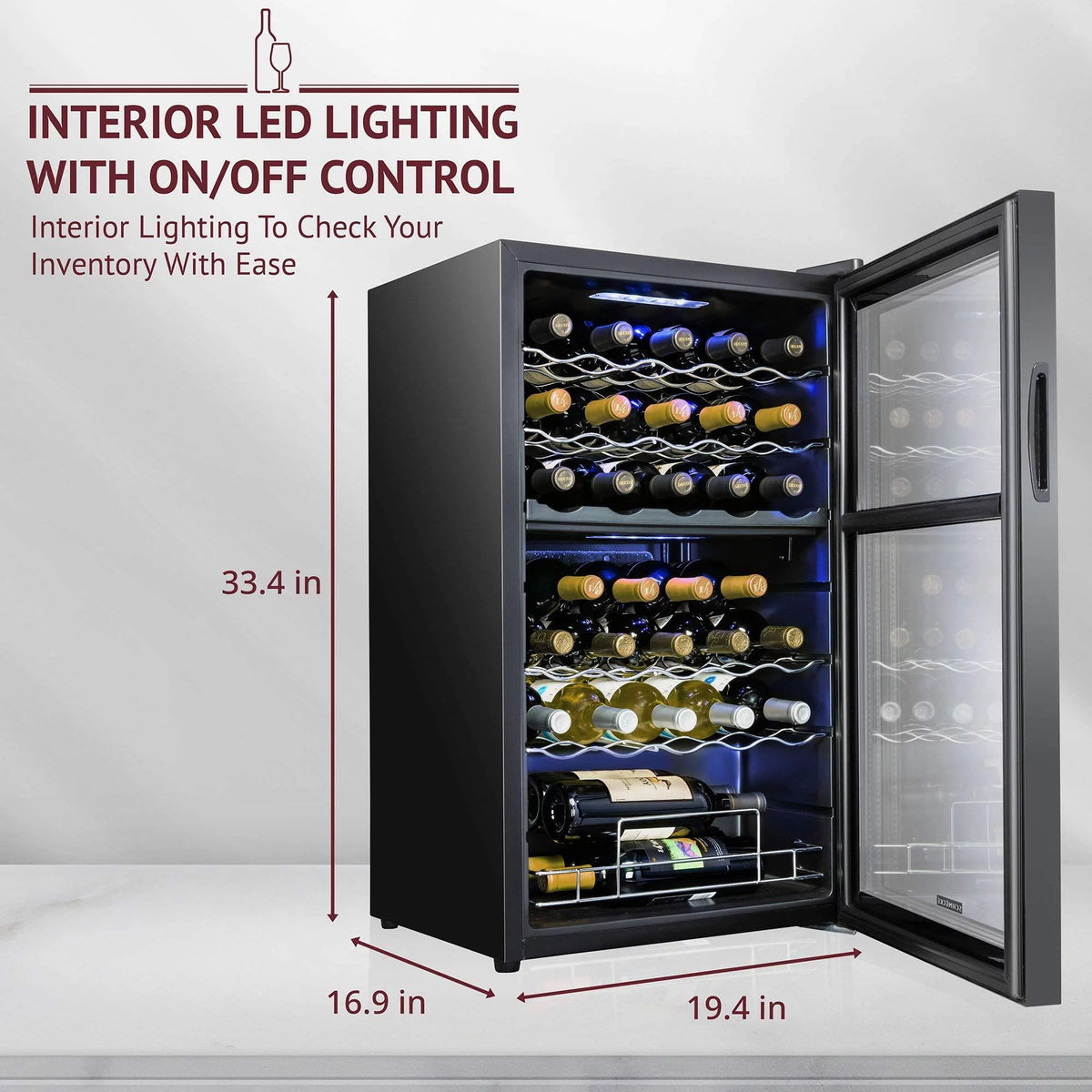 Dual Freestanding 33 Bottle Wine Cooler K196