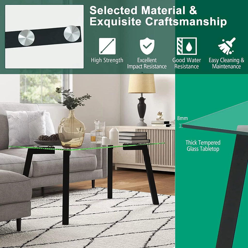 Tempered Glass Coffee Table with Metal Frame T9812
