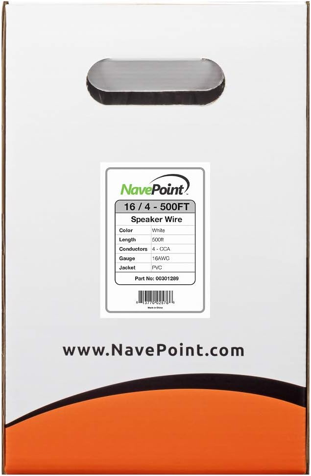 500ft 16/4 AWG 4 Conductor White Speaker Cable P72144