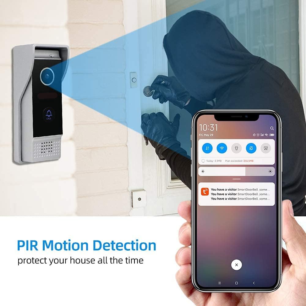 Video Door Phone Doorbell 4-Wired 7 Inch AHD Wi-Fi Intercom System with 720P Camera M357