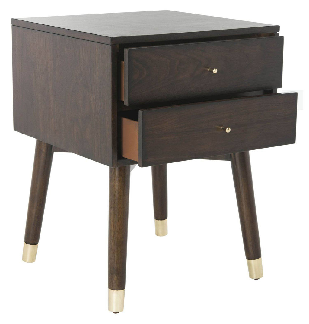 Walnut/Gold Cap Nightstand D902818