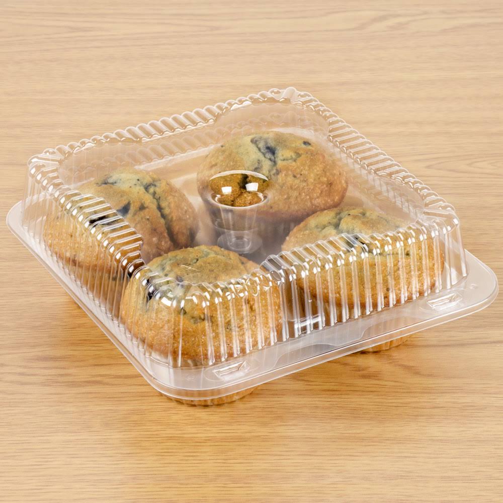4 Compartment Clear Hinged Cupcake Container - 300/Case T291