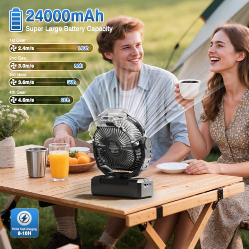 460ml Portable Misting Fan with 24000mAh Rechargeable Battery, Black H990588