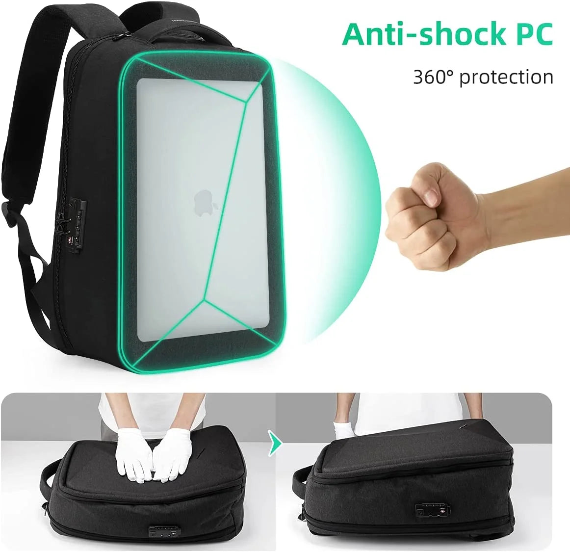 Anti Theft Backpack with TSA Approved Lock and Scratch Resistant Shell, Waterproof Travel Backpack, USB Laptop Backpack Fits 15.6 Inch Notebook X785