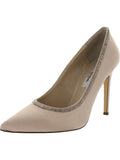 Beige Leather Embellished Heels U61771