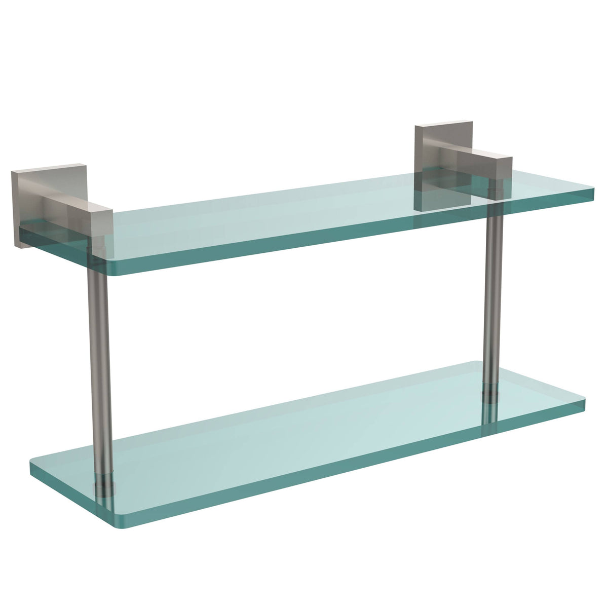 Polished Chrome Two Tiered Glass Shelf U82756