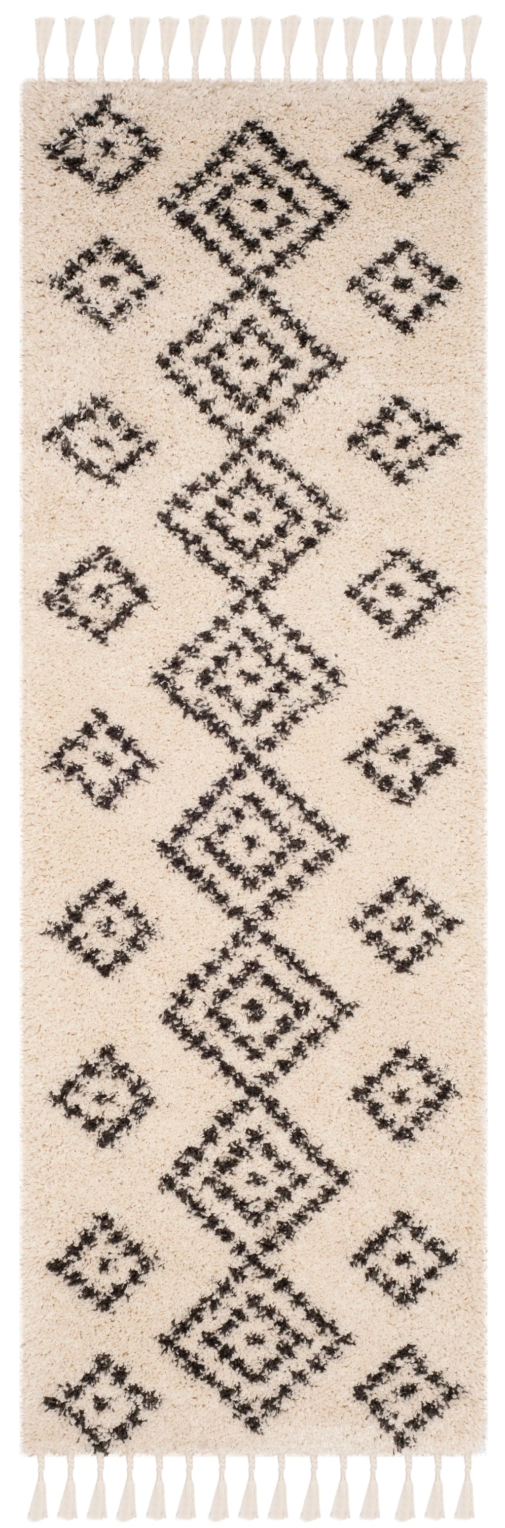 Geometric Moroccan Shag Runner Rug D651336