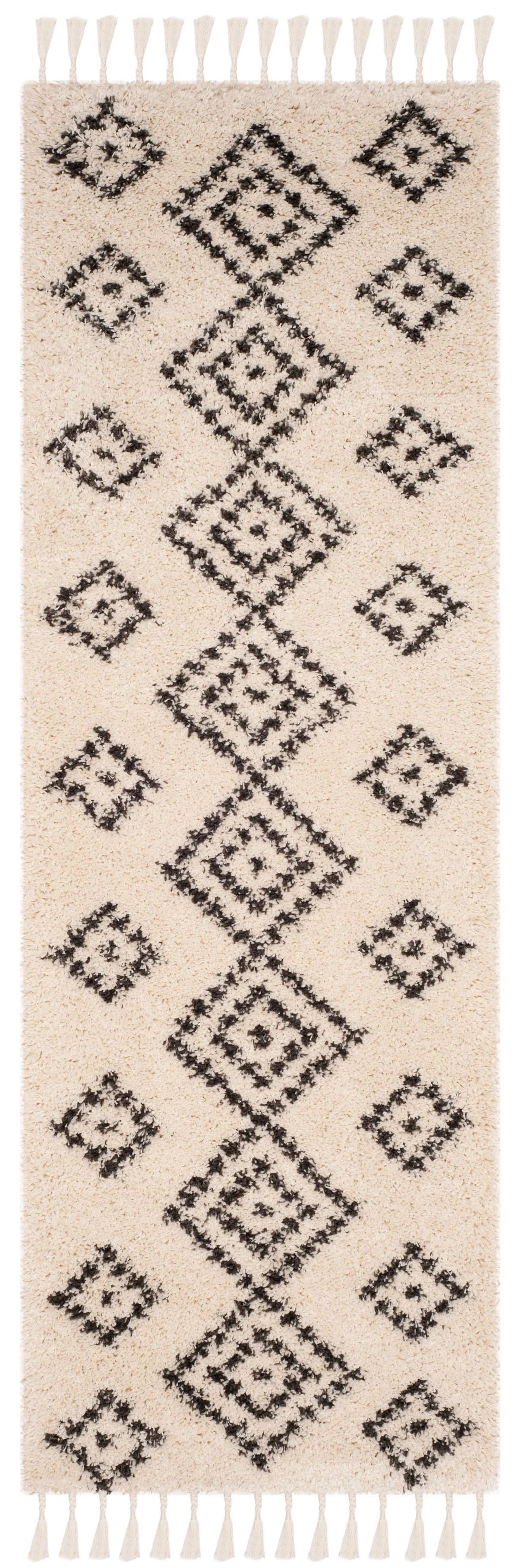 Geometric Moroccan Shag Runner Rug D651336