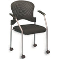 Black Grey Side Chair with Casters N7395