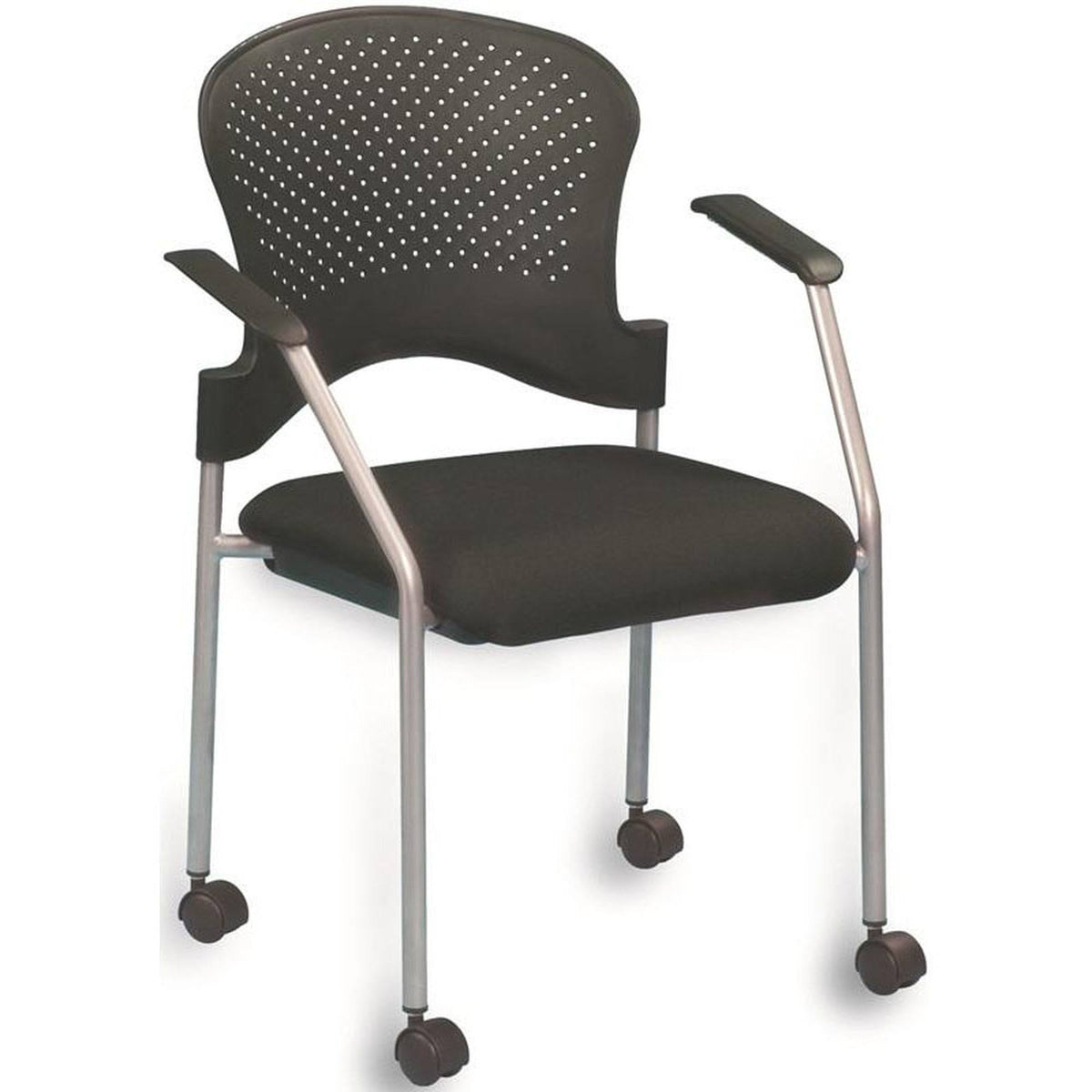 Black Grey Side Chair with Casters N7395
