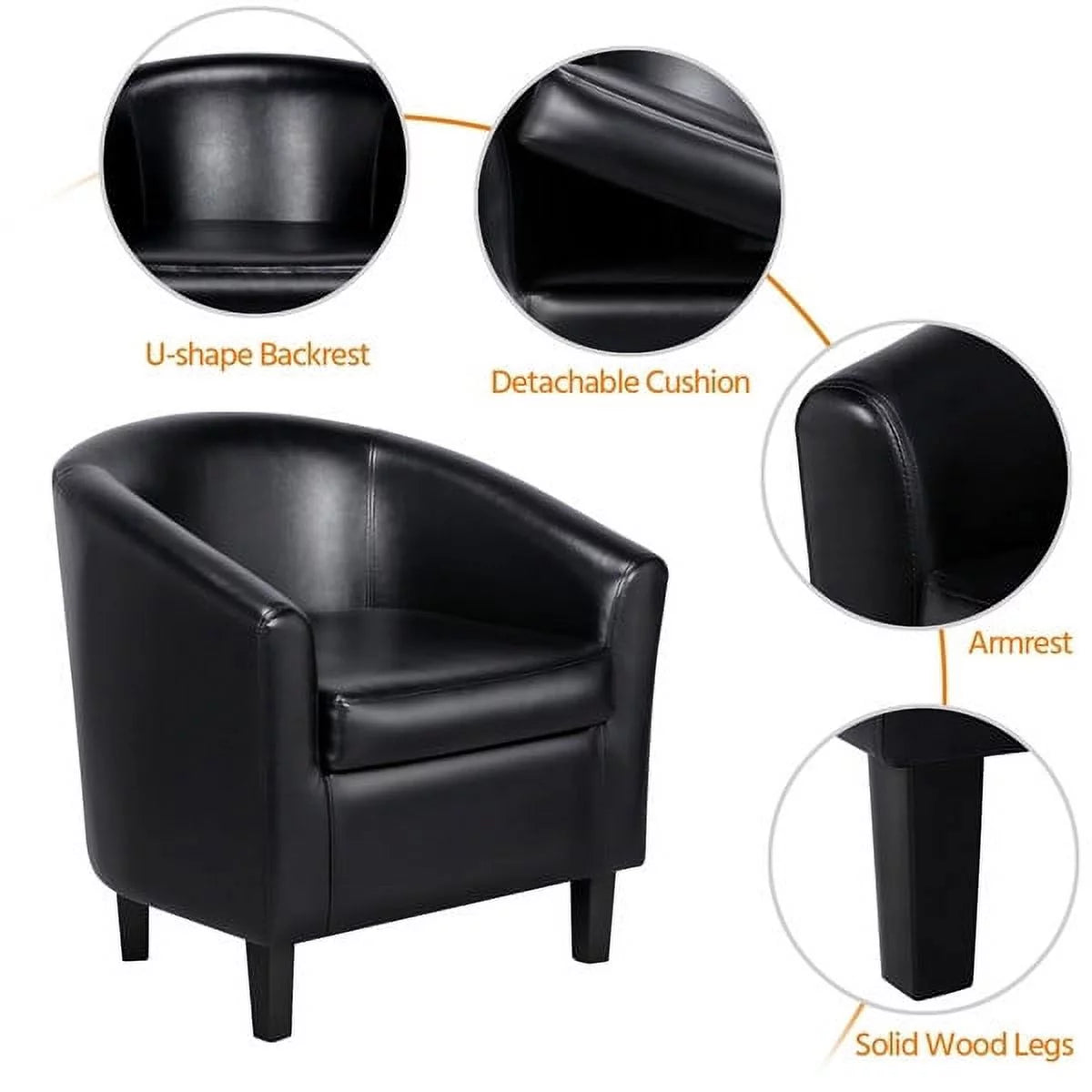 Black Faux Leather Accent Arm Chair J31578