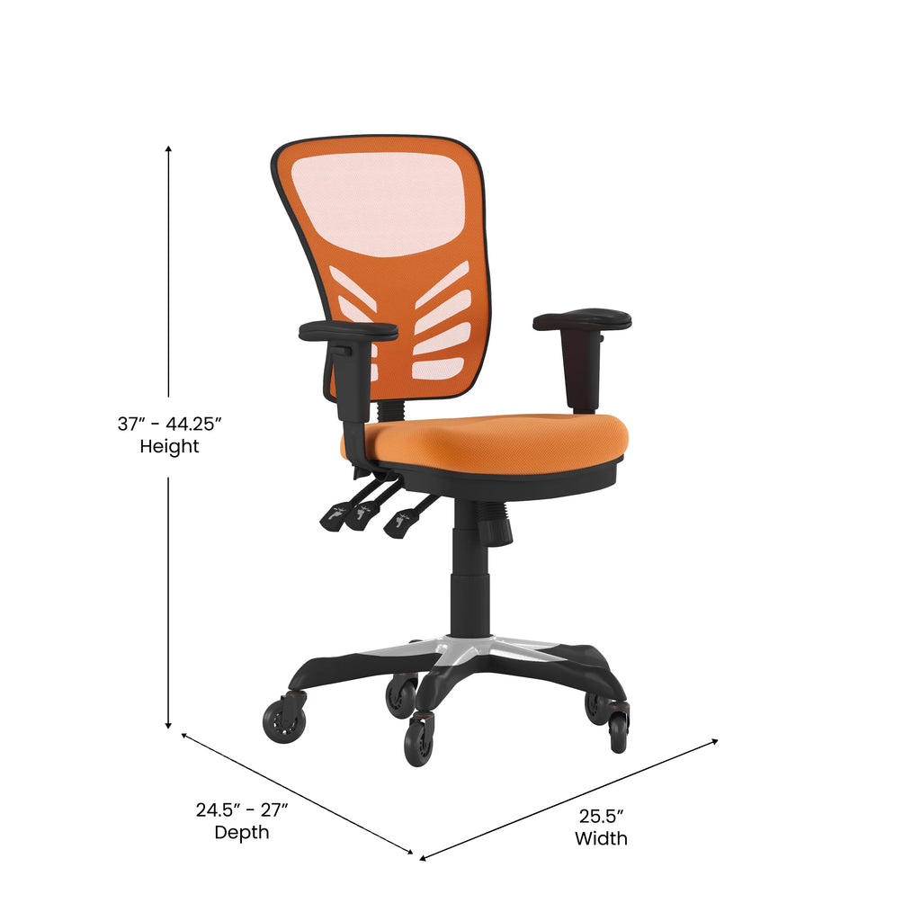 Orange Mesh Ergonomic Office Chair with Adjustable Arms B26242
