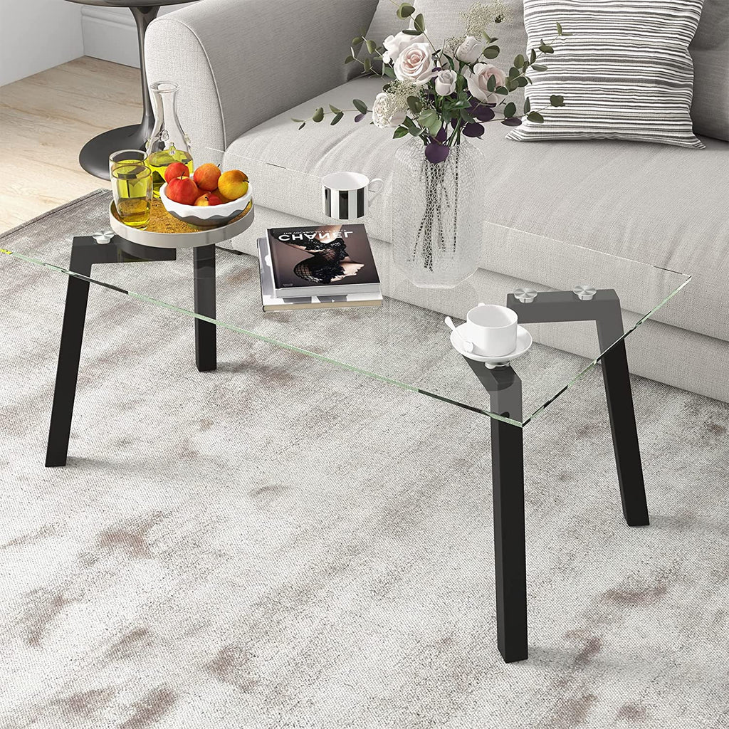 Tempered Glass Coffee Table with Metal Frame T9812