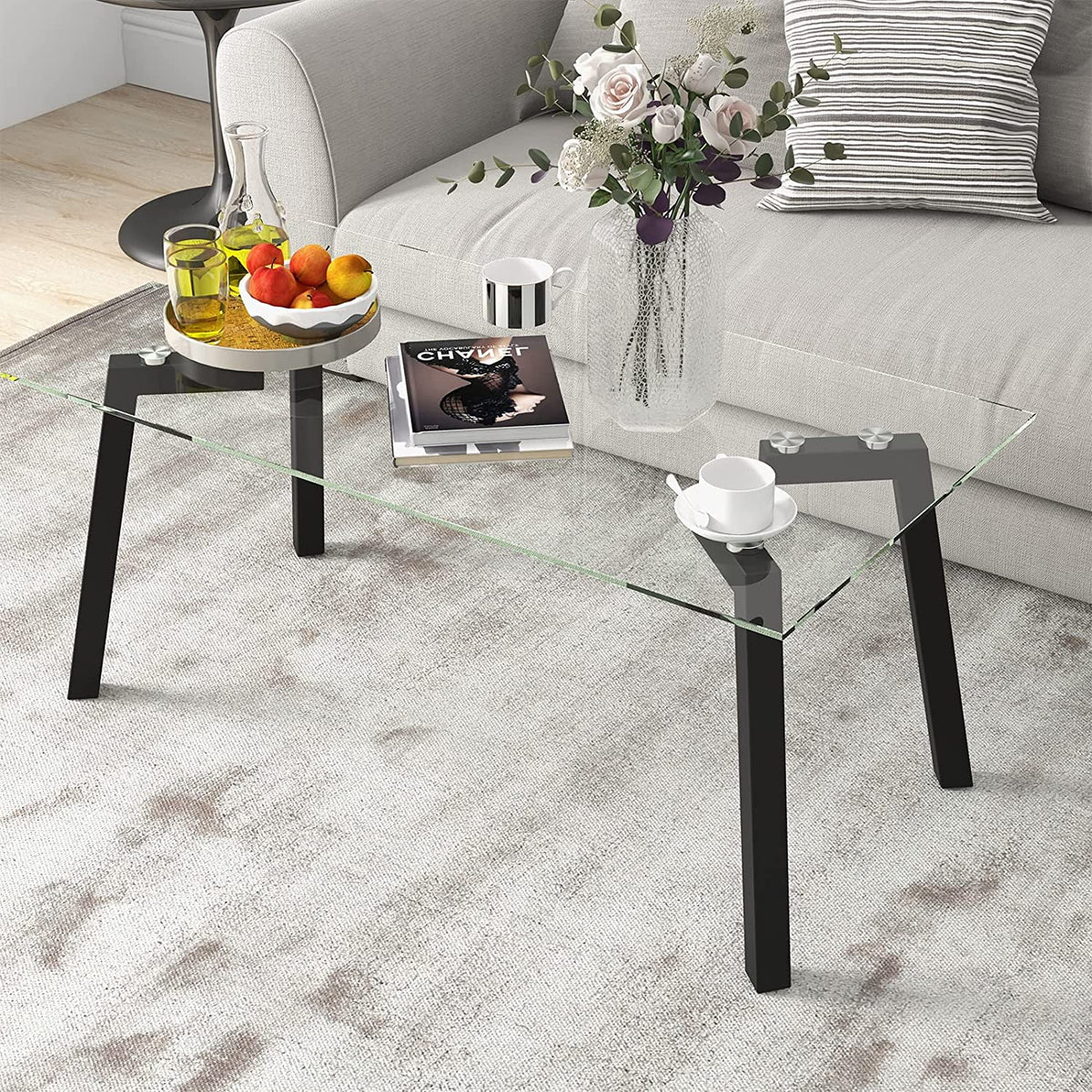 Tempered Glass Coffee Table with Metal Frame T9812