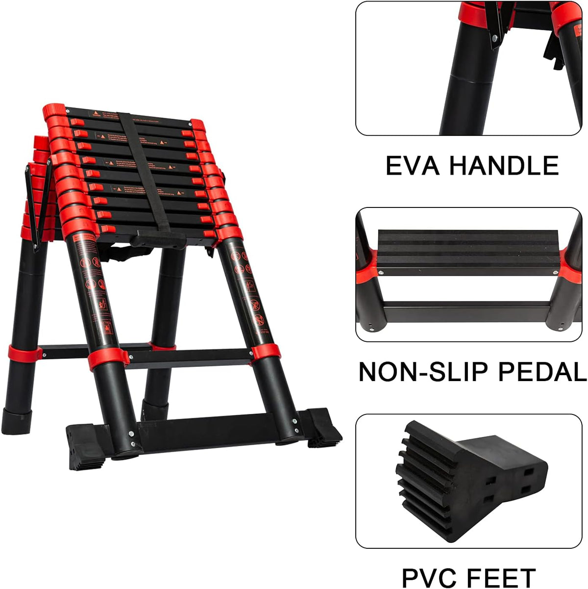 Adjustable Aluminum Telescoping Ladder, 330 lb-Capacity W24739