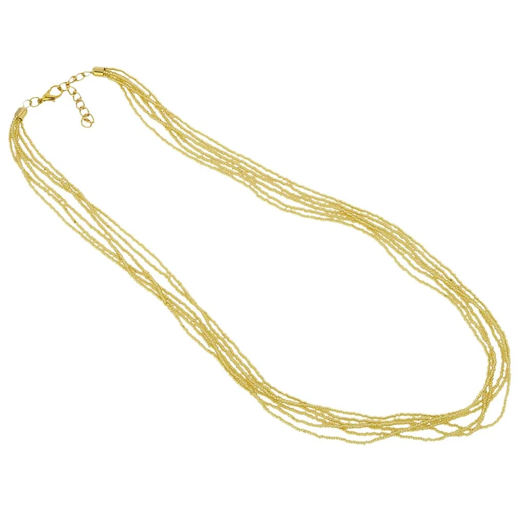 Gold Seed Bead Necklace J645