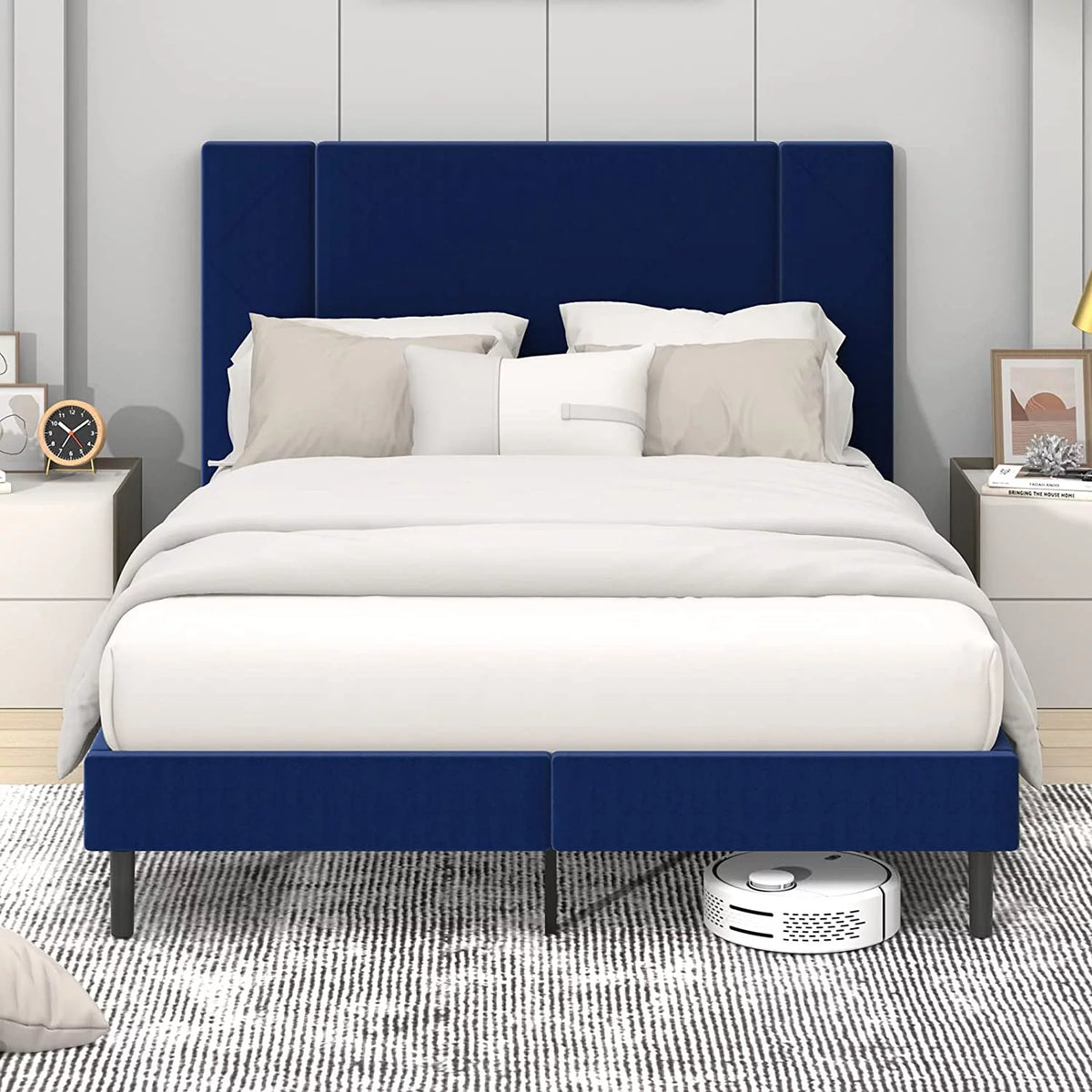 Queen Velvet Upholstered Bed Frame J78521