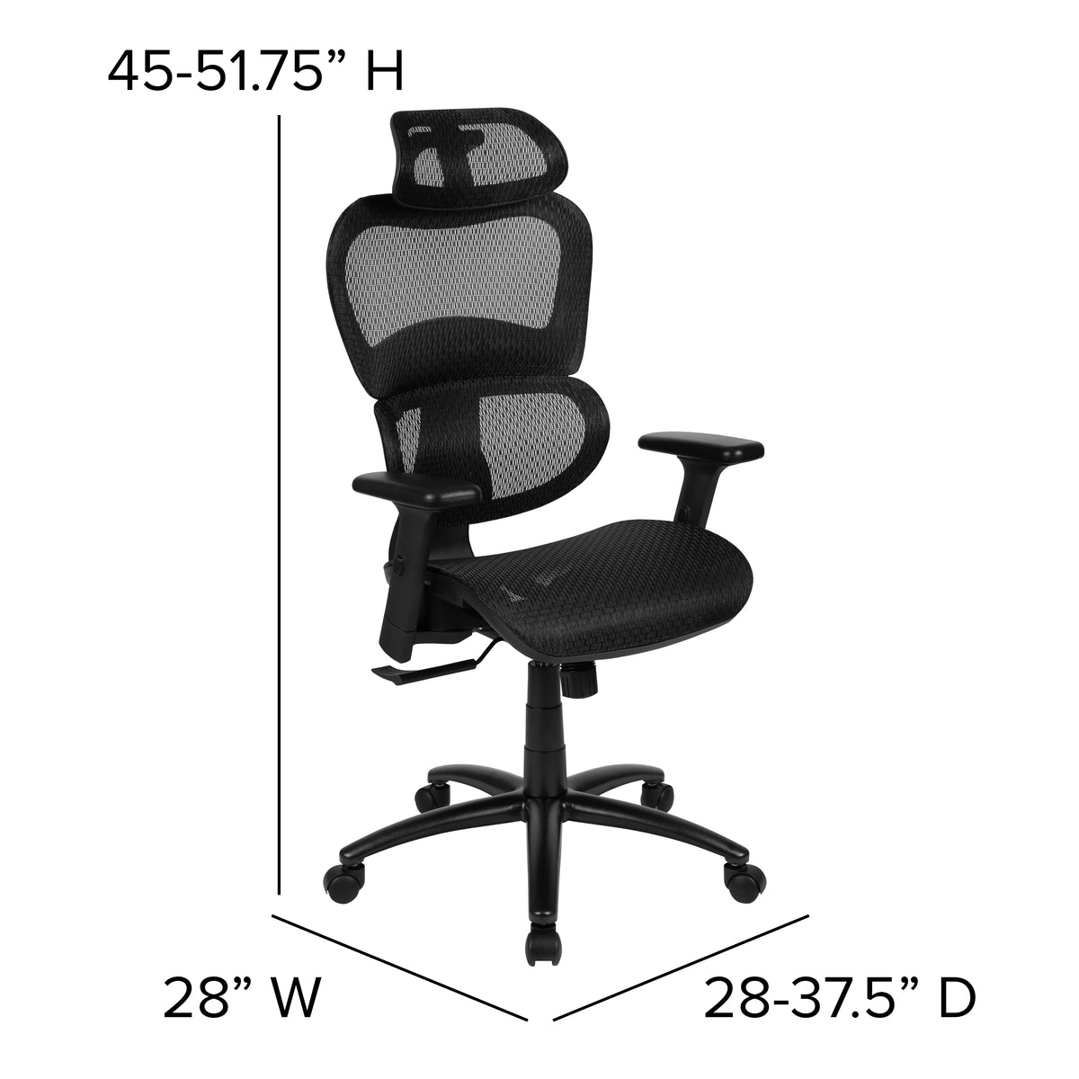 Ergonomic Mesh Office Chair with Lumbar Support in Black U388