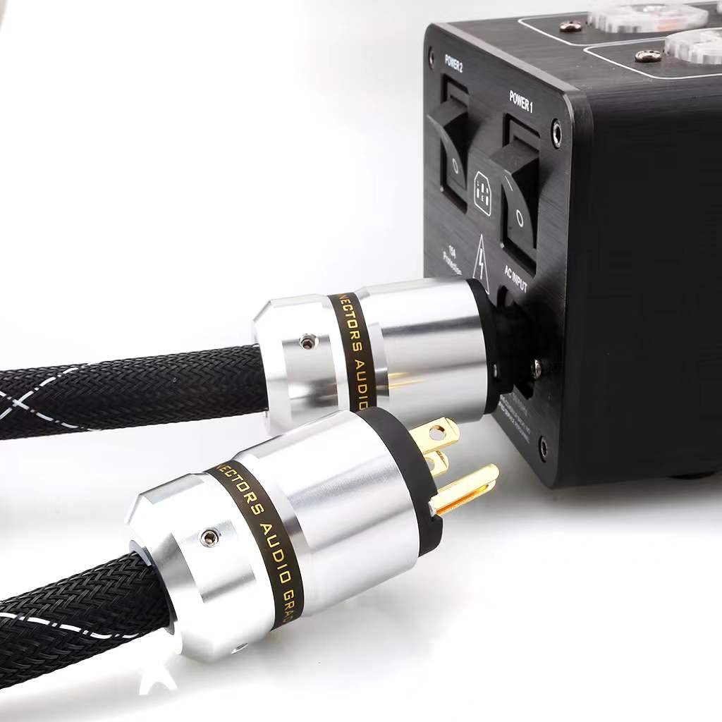 12AWG HiFi Power Cord 125V 15A 3-Prong Audiophile AC Power Cable with US Connector Plug (1.5M / 4.92FT) Pack of 2 O7369
