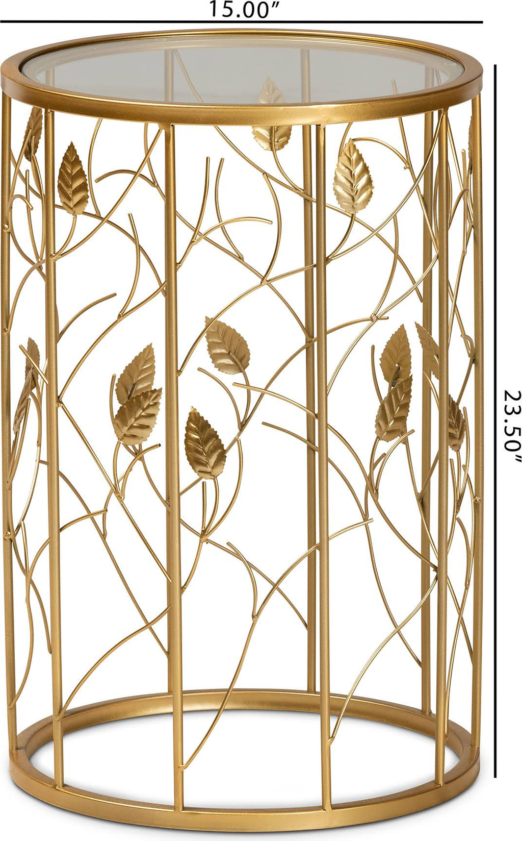 Gold Metal and Glass Leaf Accent End Table O47268