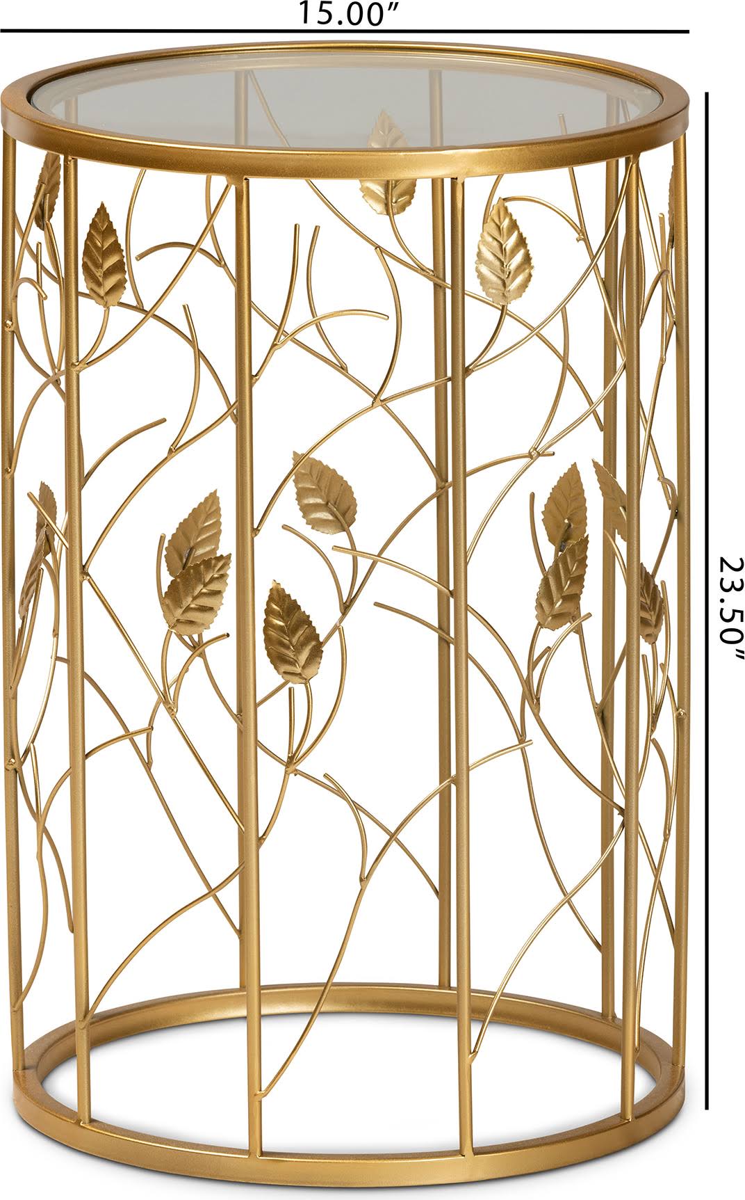 Gold Metal and Glass Leaf Accent End Table O47268