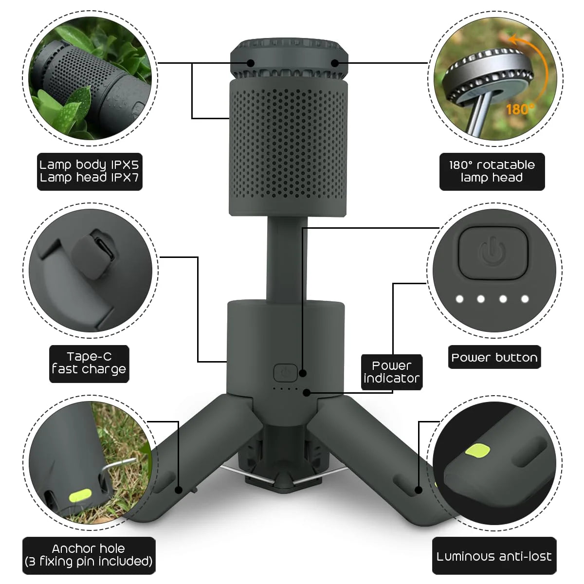 Rechargeable Camping Lantern with 32 LED, 10000mAh Battery, IPX7 Waterproof O5426