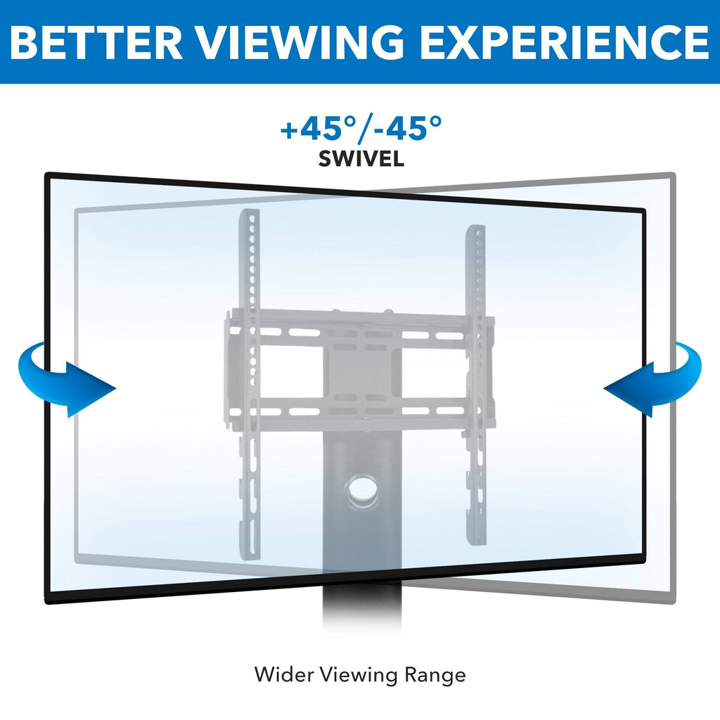 Mobile TV Stand Cart for Flat Screen TVs, Adjustable - Black F6920